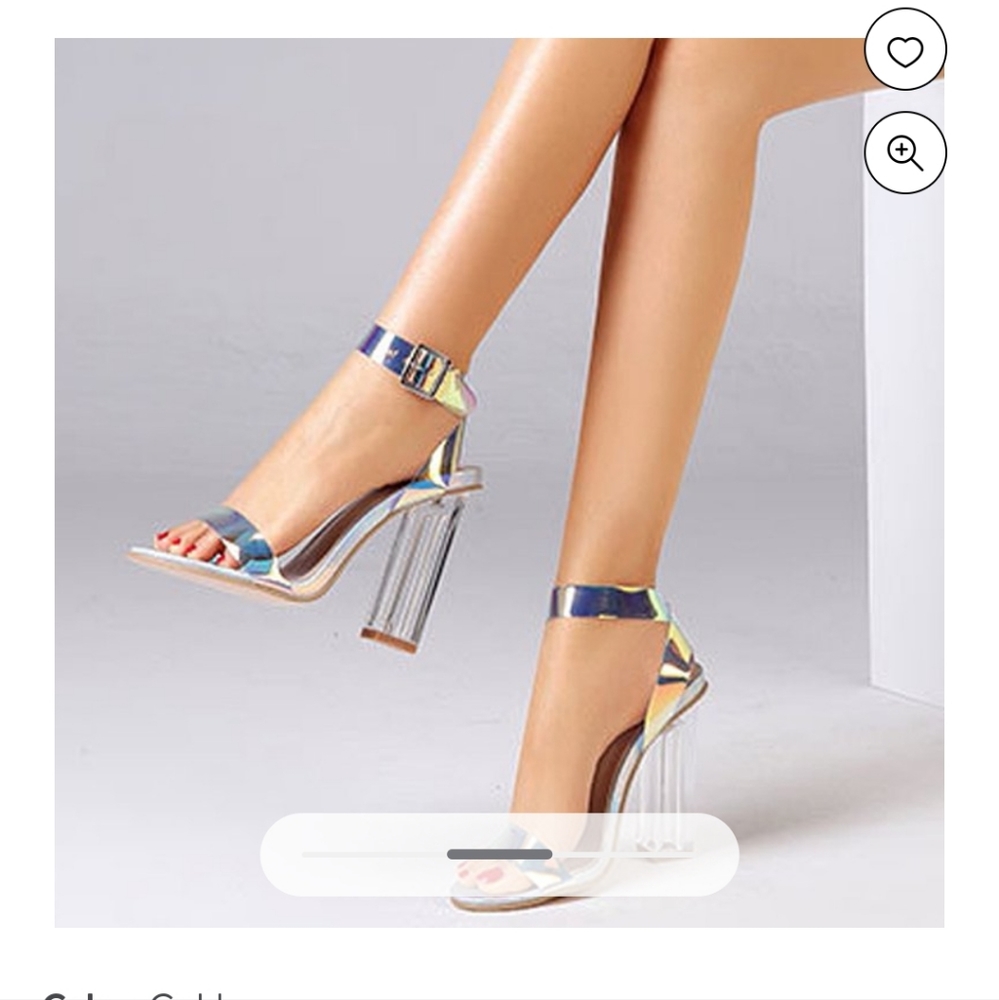 Zanvin Ankle Strap Casual Pointed Toe Sandals Iridescent Crystal Slippers